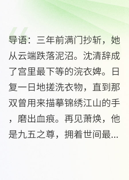 沈清辞萧焕常德演绎的精彩情节