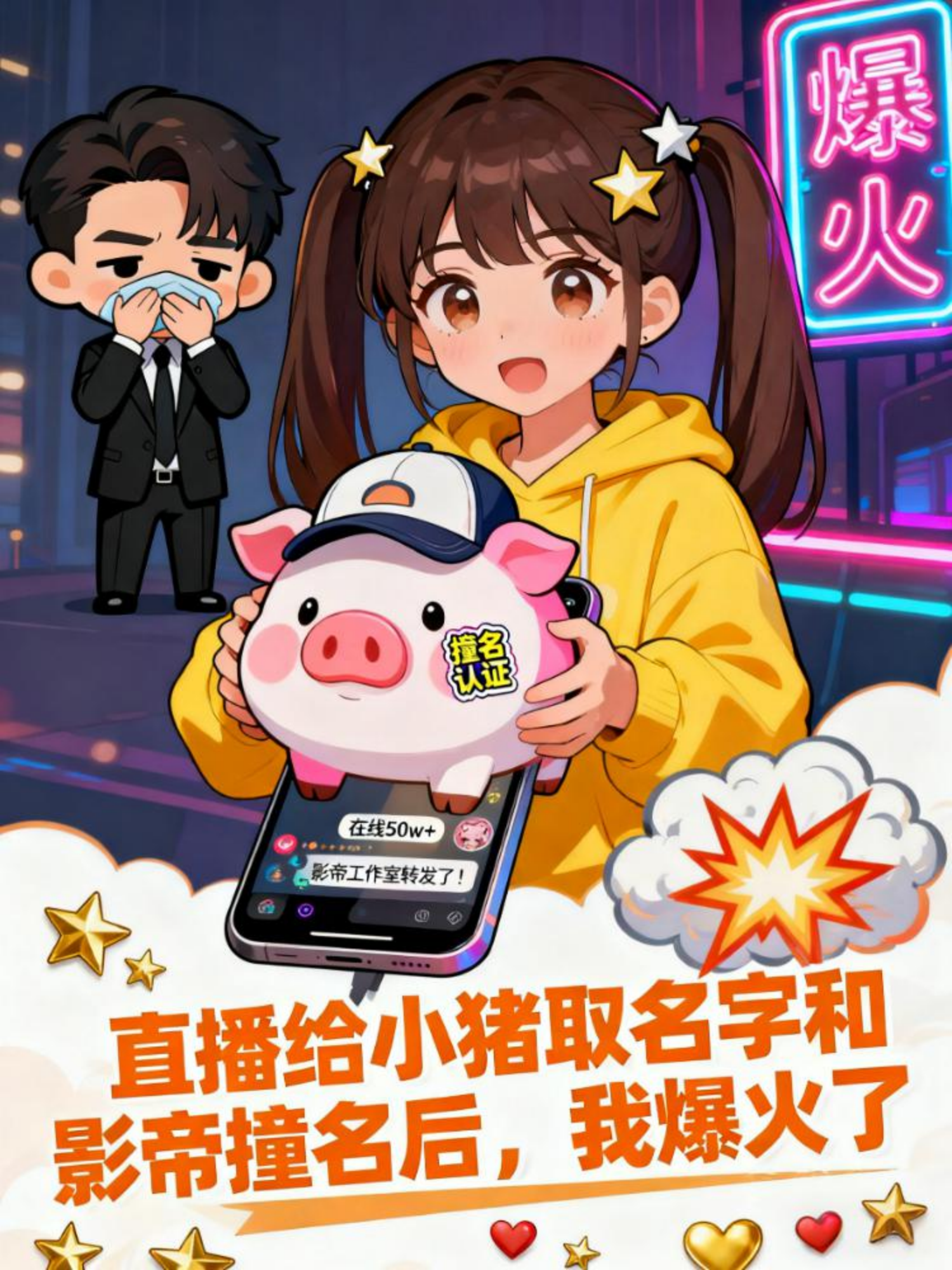 直播给小猪取名字和影帝撞名后我爆火了