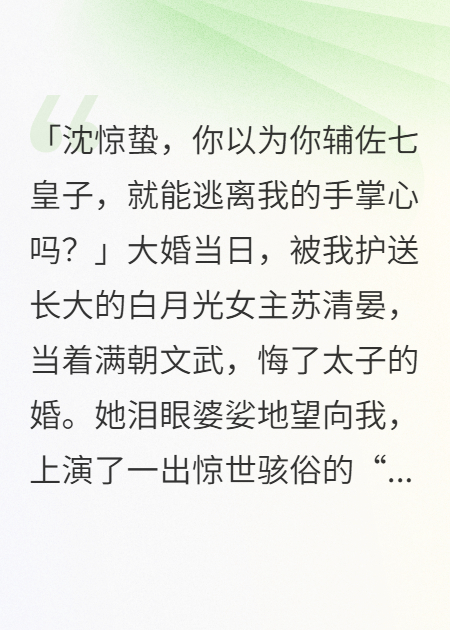 主角叫沈惊蛰苏清晏的小说名字是什么？