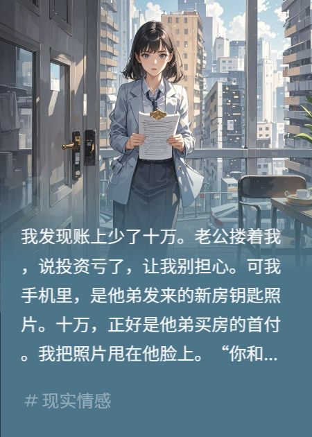 老公偷轉十萬(wàn)給他弟，騙我說(shuō)投資虧了，我：挨你弟過(guò)吧