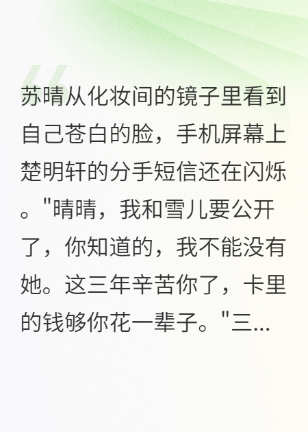 主角叫苏晴沈煜城的小说名字是什么？