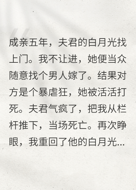 白月光上門，我和夫君和離他悔瘋