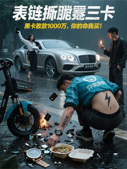 表链咬着三张黑卡