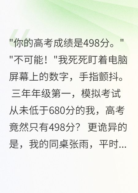 高考697分被換成498我故意交白卷