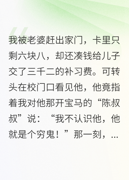 我被扫地出门，儿子认贼作父后火爆无弹窗