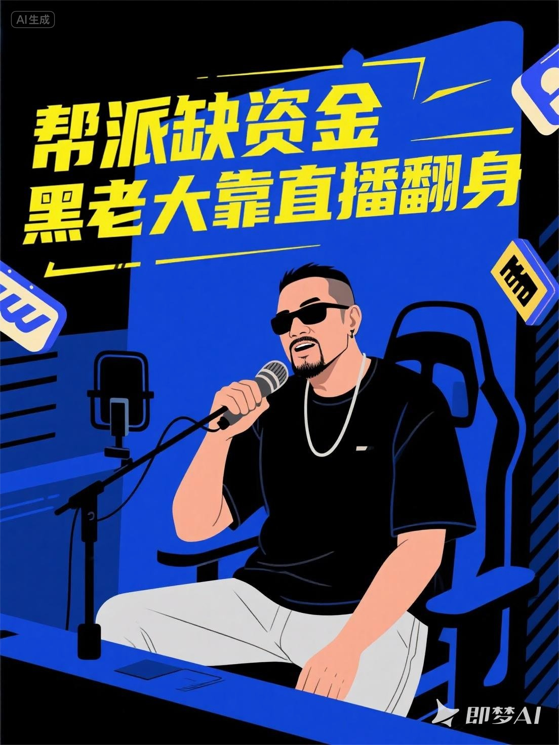 帮派缺资金，黑老大靠直播翻身