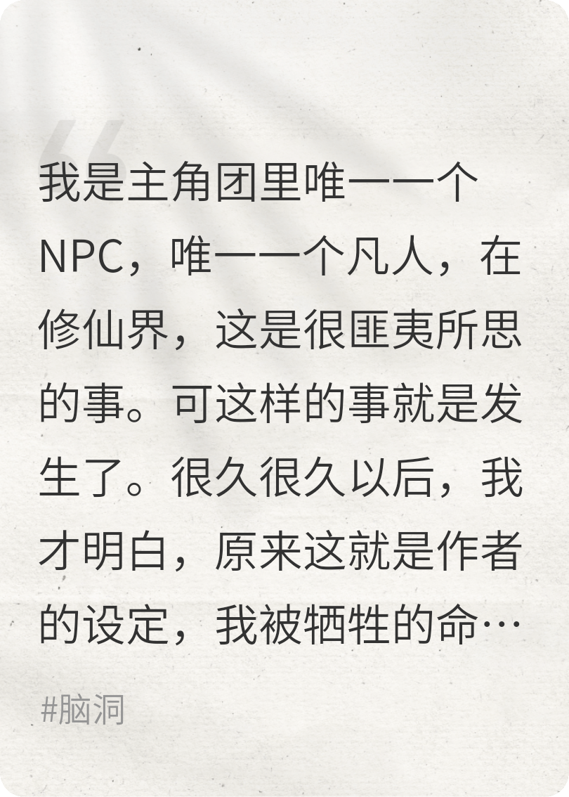 主角團里唯一一個NPC