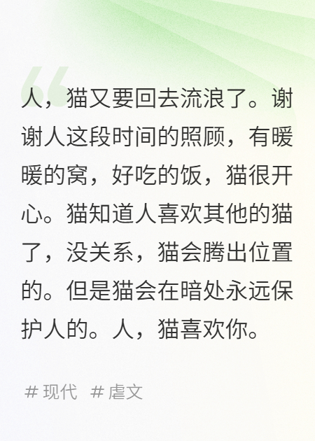 人，貓喜歡你，但貓要回去流浪了