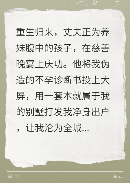 重生慶功宴，丈夫為養(yǎng)妹懷孕逼宮