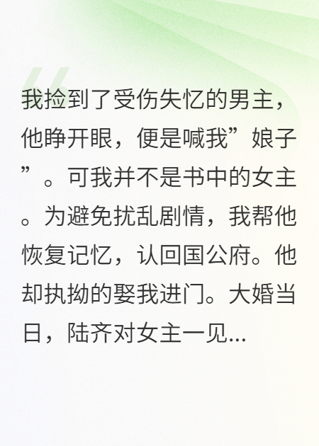 撿到失憶的男主，可我只是路人甲